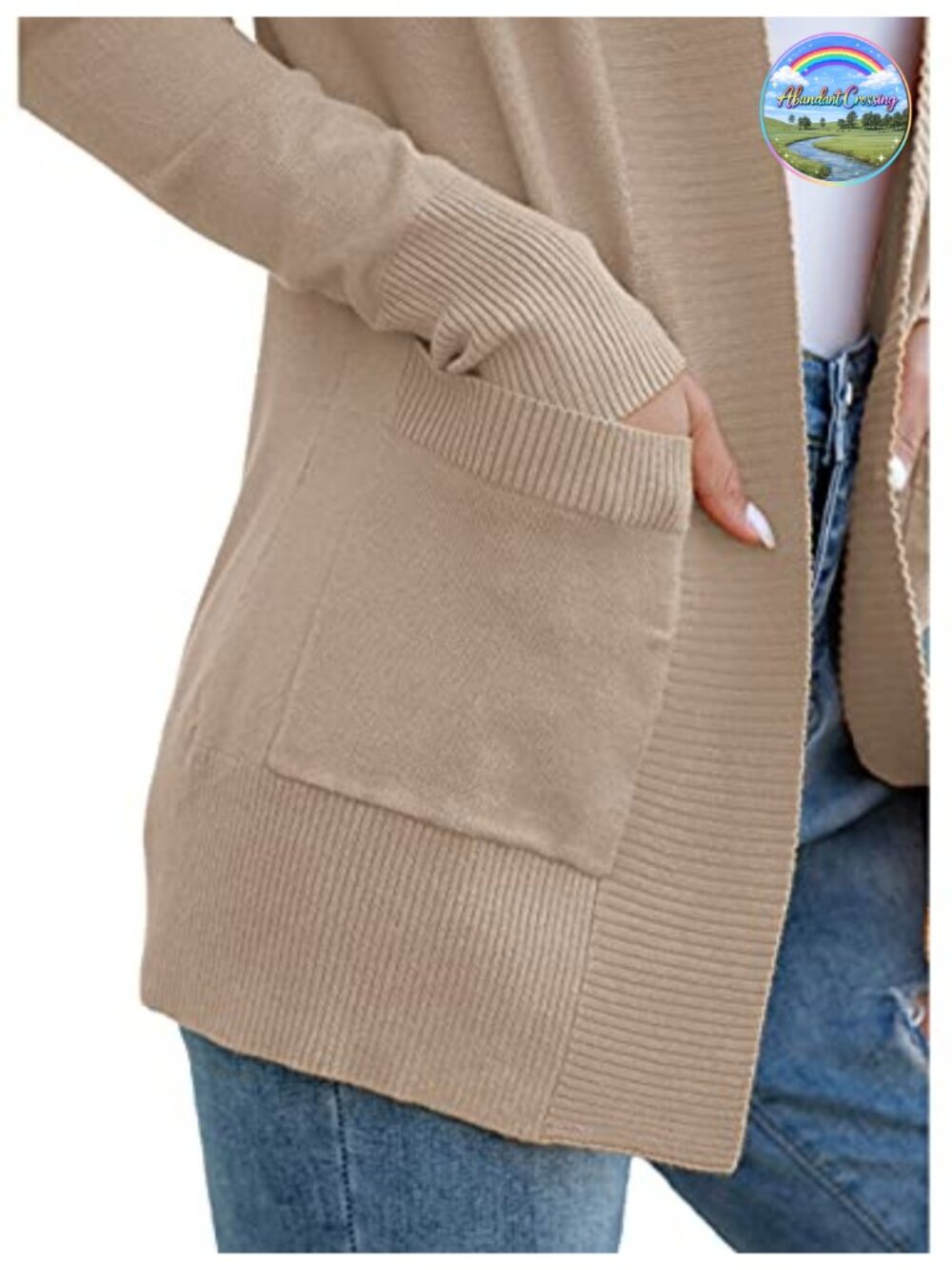 Women's Open Front Cardigan Sweater with Pockets S-XL - Picture 4 of 6